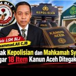 Aktivis LSM BLJ Desak Kepolisian dan Mahkamah Syariah Agar 18 Item Qanun Aceh Ditegakkan